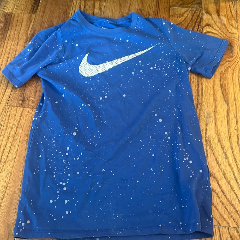 Nike Royal Blue Paint Splatter Dri Fit Tee . Size small